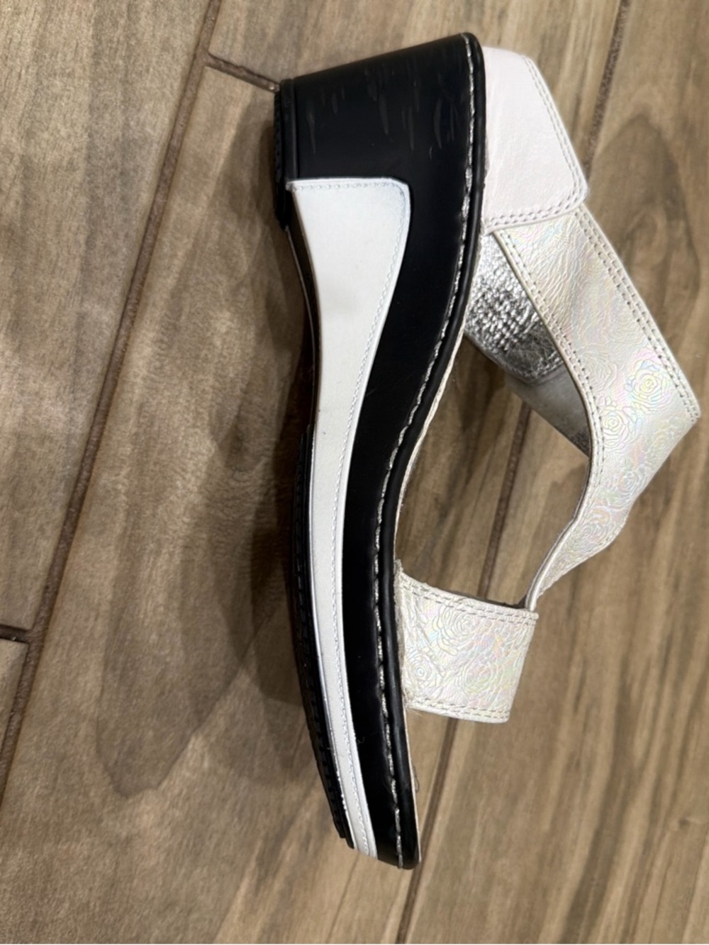 Alegria White Iridescent Double-Buckle Sandal - Picture 3 of 5